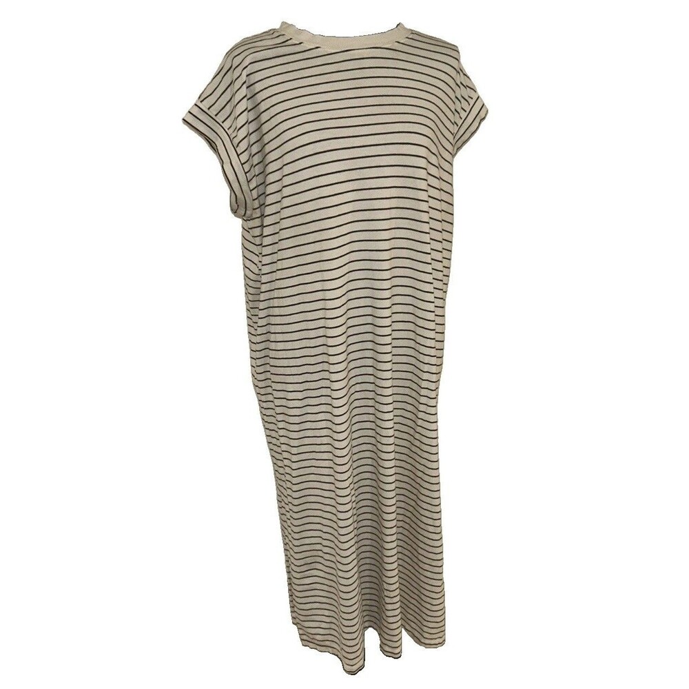 A New Day XL Striped Lounger Midi Normcore Travel Coastal Grandma House Dress